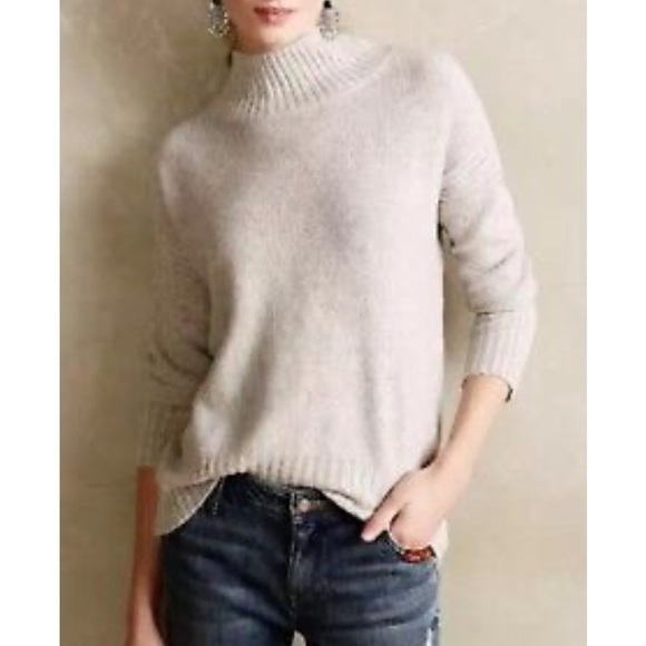 Anthropologie Angel of the North Aisla‎ Mock Neck Knit Sweater Orange Peach - Picture 10 of 11